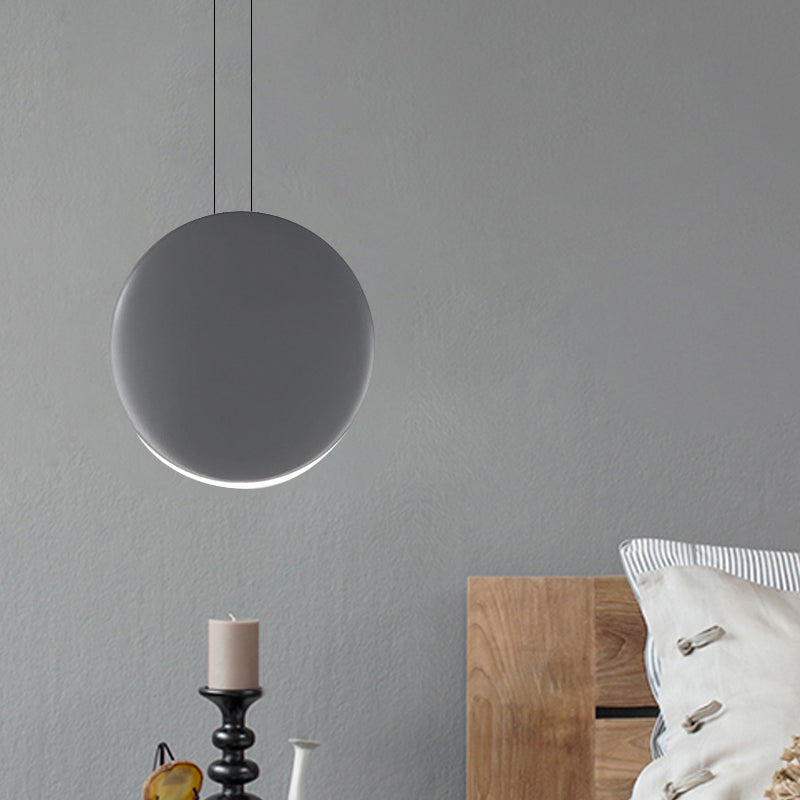 Round Pendant Ceiling Light - Nordic Metal Led 6/8 Wide Black/White/Grey Warm/White