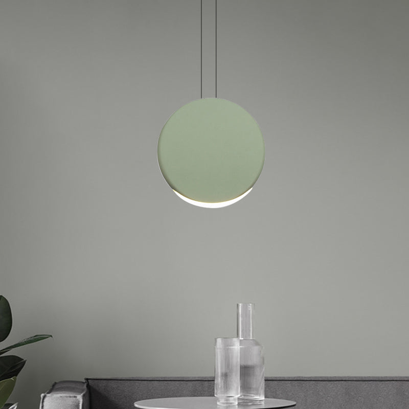 Round Pendant Ceiling Light - Nordic Metal Led 6/8 Wide Black/White/Grey Warm/White