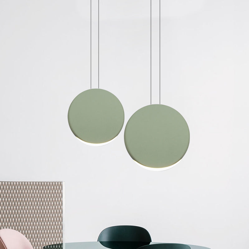 Round Pendant Ceiling Light - Nordic Metal Led 6/8 Wide Black/White/Grey Warm/White