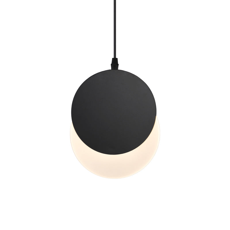 Rotatable LED Pendant Hanging Lamp with Acrylic Shade in Warm/White Light, 7"/11"W - Black/White Modern Design