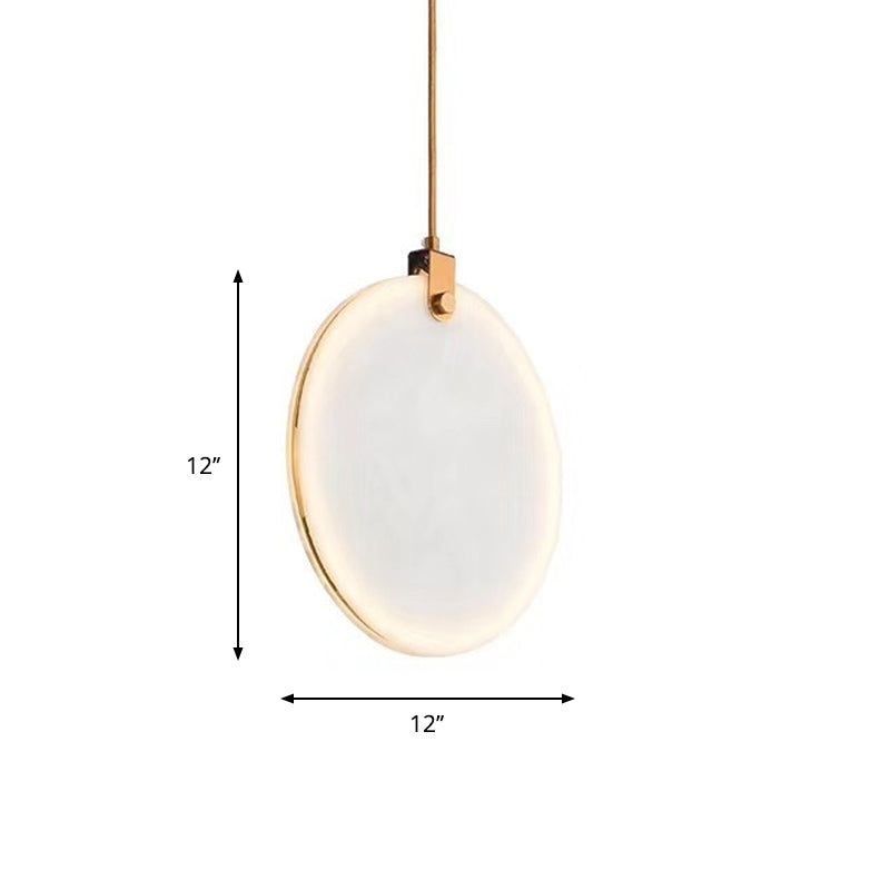 Round Glass Pendant Lamp with Modern LED Lighting in White or Warm Light - Available in 3 Sizes
