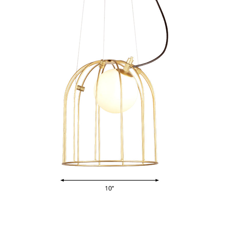 Gold Wire Cage Pendant Light - Simple Metal Style For Dining Room (1-Light)