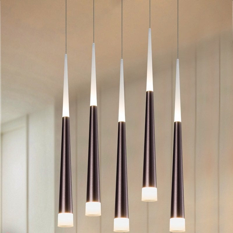 Noémie - Suspension 1/5/6 lumières Lampe suspendue conique simple en métal argenté/marron en chaud/blanc/neutre