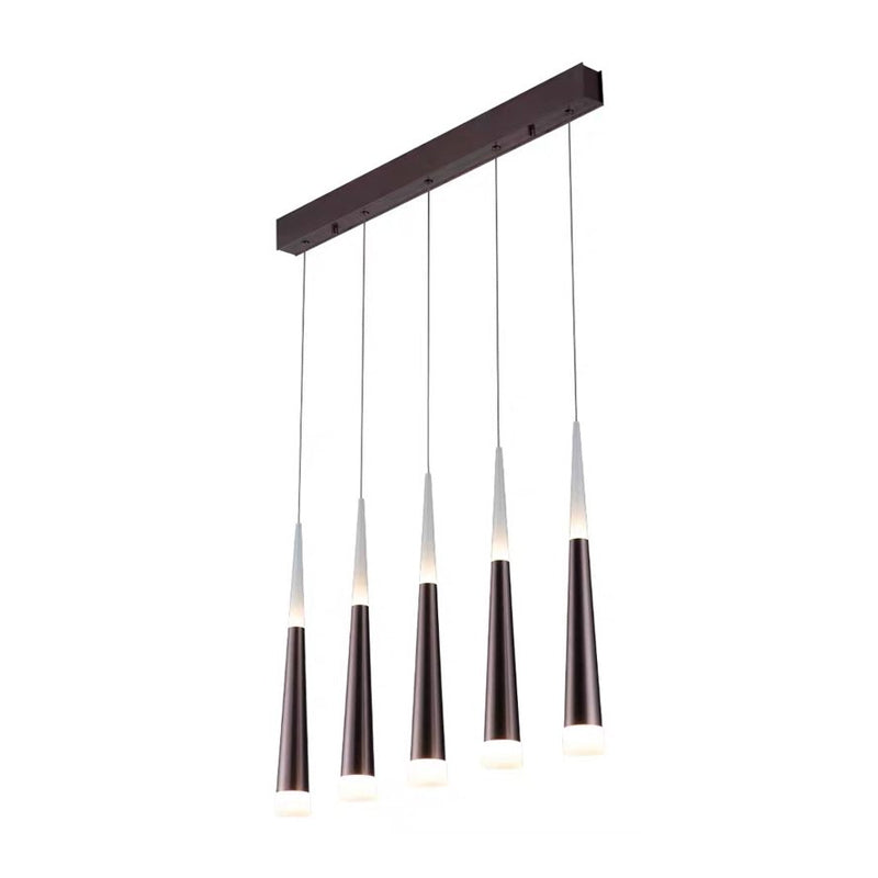 Noémie - Suspension 1/5/6 lumières Lampe suspendue conique simple en métal argenté/marron en chaud/blanc/neutre