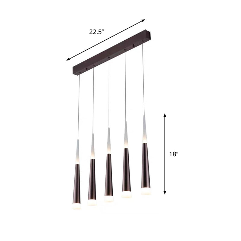 Noémie - Suspension 1/5/6 lumières Lampe suspendue conique simple en métal argenté/marron en chaud/blanc/neutre