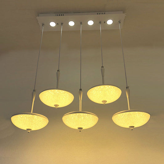 Claire - Umbrella Umbrella Shade Multi Pendant Light Modern Style Crystal 5 Lights White Hanging Light for chen Dining Room