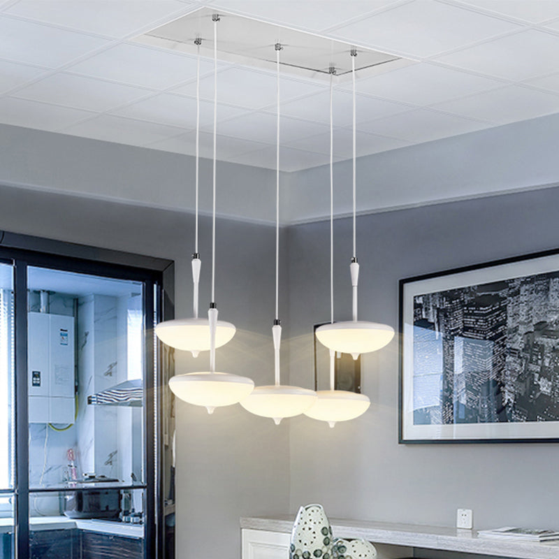 Claire - Umbrella Umbrella Shade Multi Pendant Light Modern Style Crystal 5 Lights White Hanging Light for chen Dining Room
