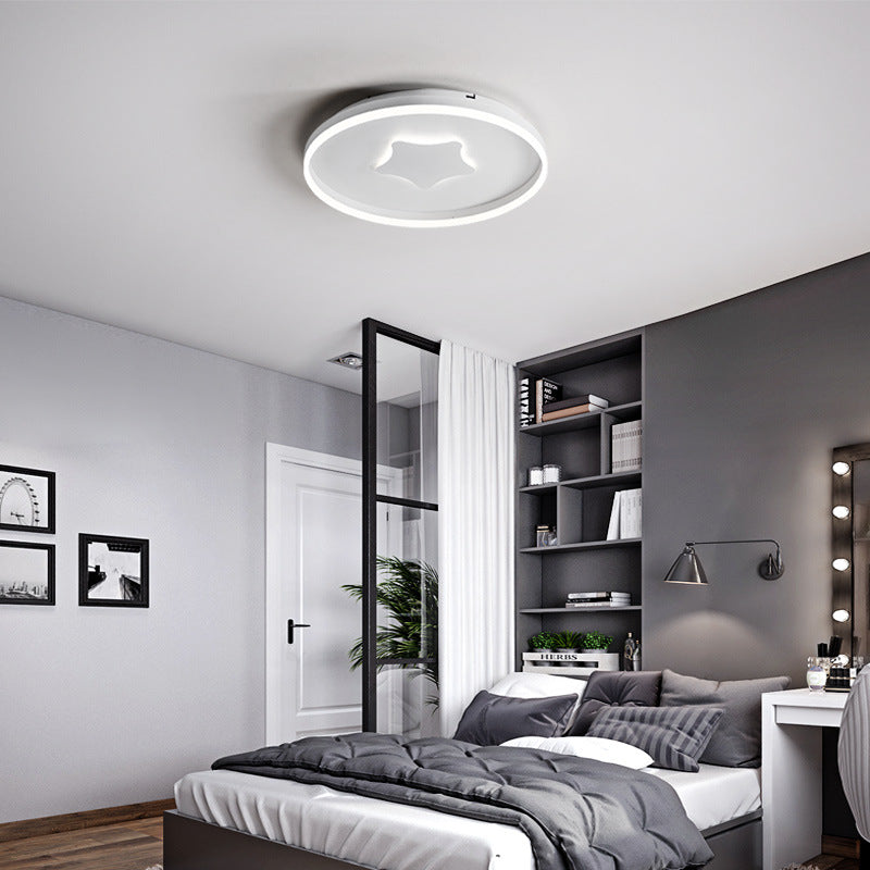Gold Star LED Flush Mount Ceiling Light for Study Room with Acrylic Ring Accent