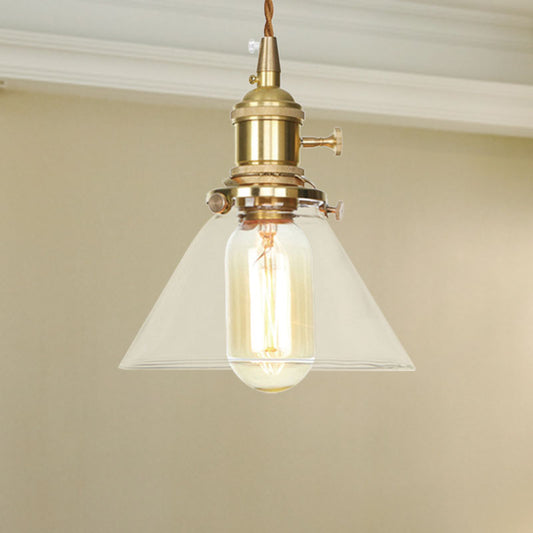 Adjustable Clear Glass Cone Pendant Light for Kitchen - Single Hanging Fixture