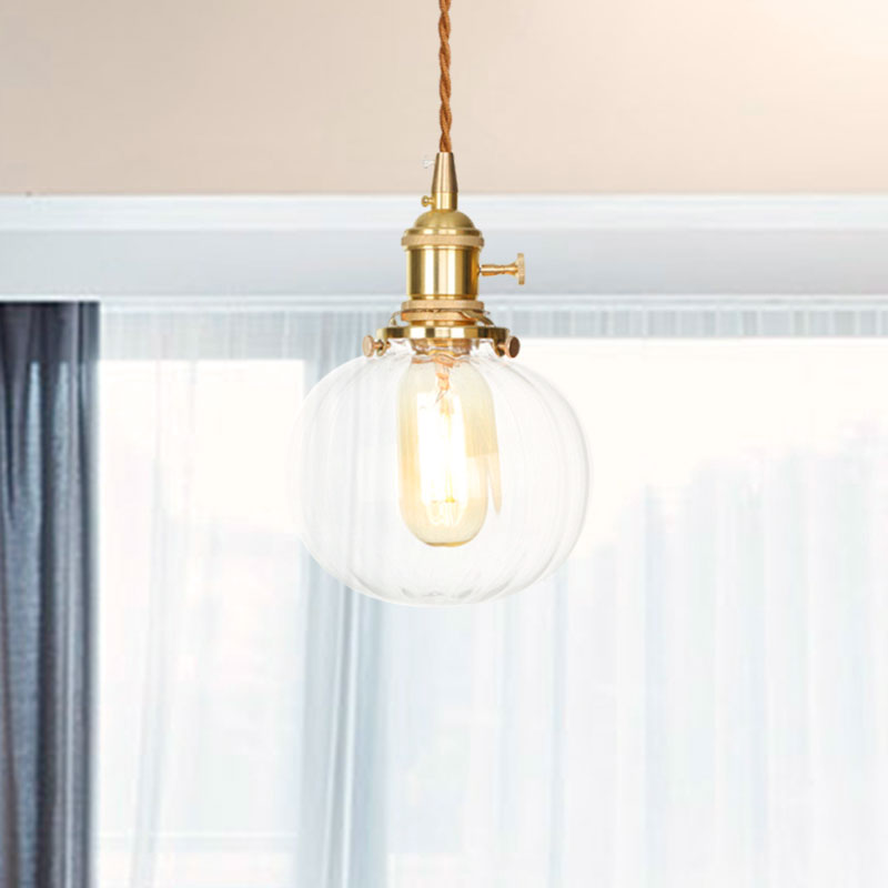 Vintage-Style Globe Pendant Light with Clear Glass Finish - Ideal Foyer Hanging Fixture