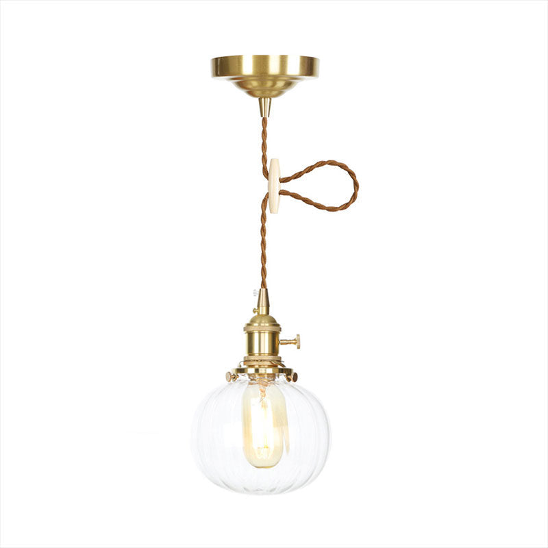 Vintage-Style Globe Pendant Light with Clear Glass Finish - Ideal Foyer Hanging Fixture