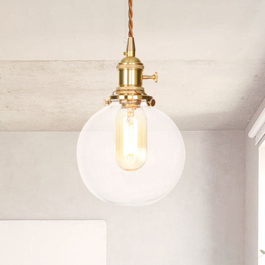 Vintage Industrial Clear Glass Orb Pendant Light with Adjustable Cord