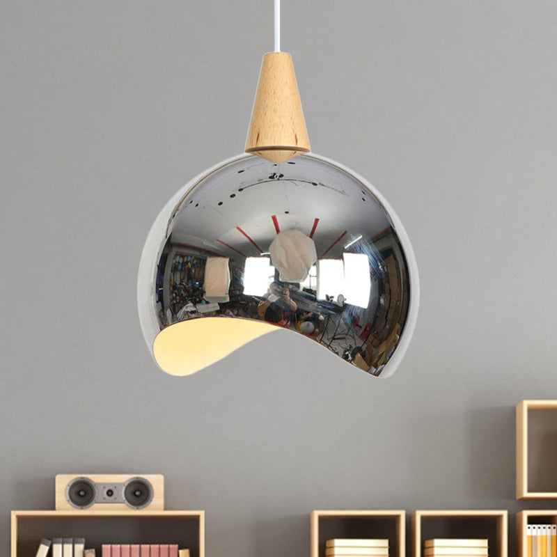 Nordic Style Single Light Mirror Globe Pendant Ceiling Hanging For Corridor Chrome