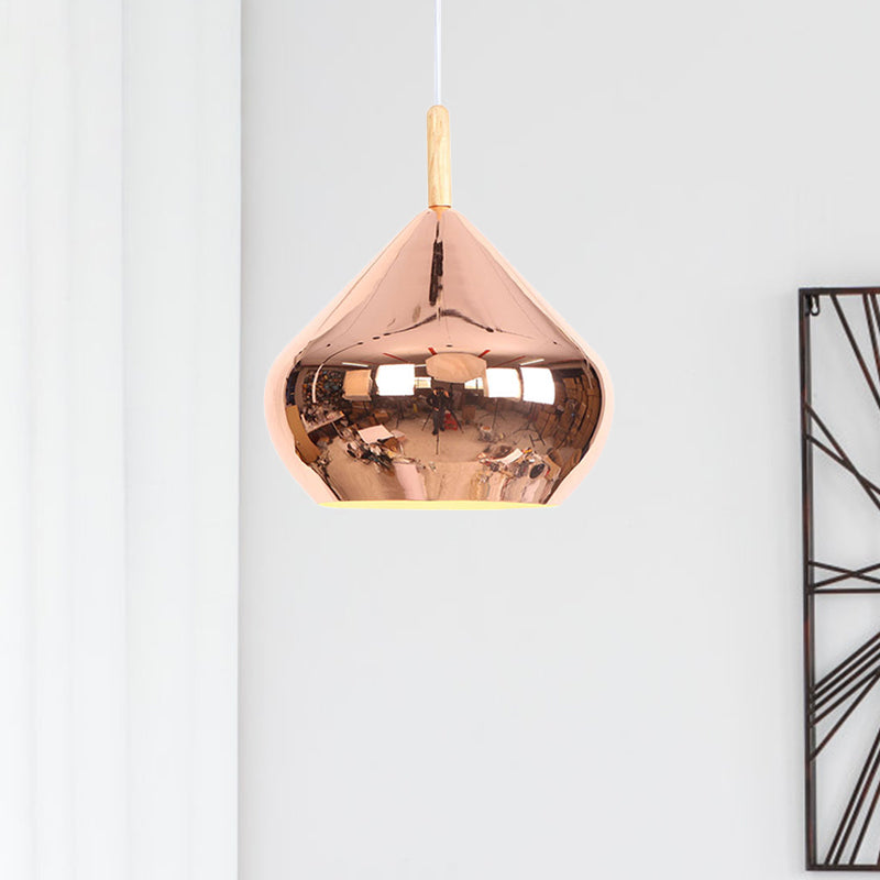 Vintage Wood Mirror Ball Pendant Light - Metallic Ceiling Hanging Lamp