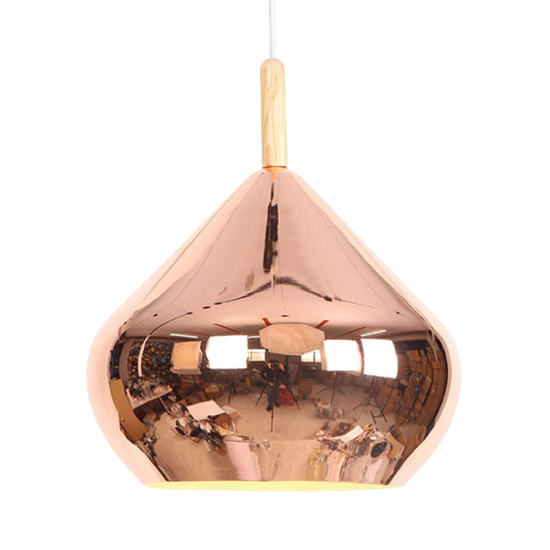 Vintage Wood Mirror Ball Pendant Light - Metallic Ceiling Hanging Lamp