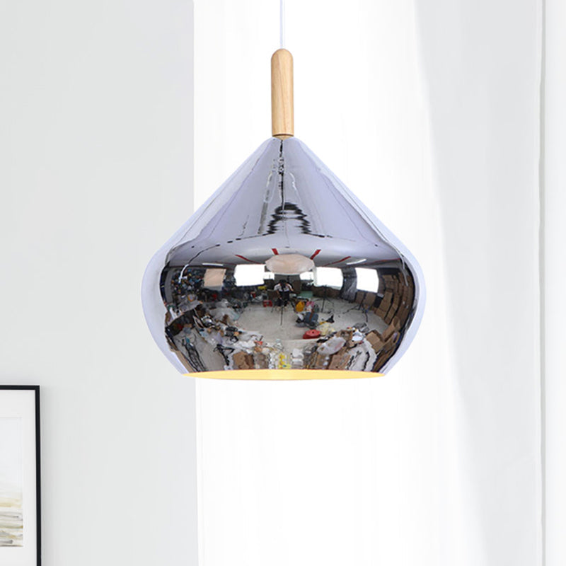 Vintage Wood Mirror Ball Pendant Light - Metallic Ceiling Hanging Lamp