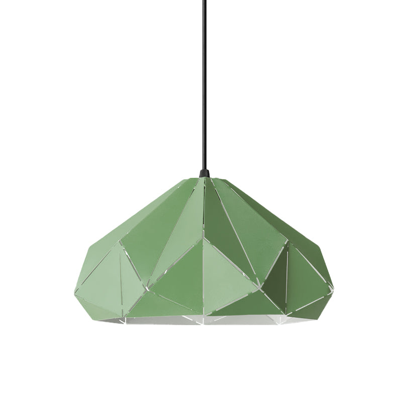 Origami Metal Hanging Pendant Light - Contemporary 1-Light Ceiling Light in Blue/Pink/Yellow