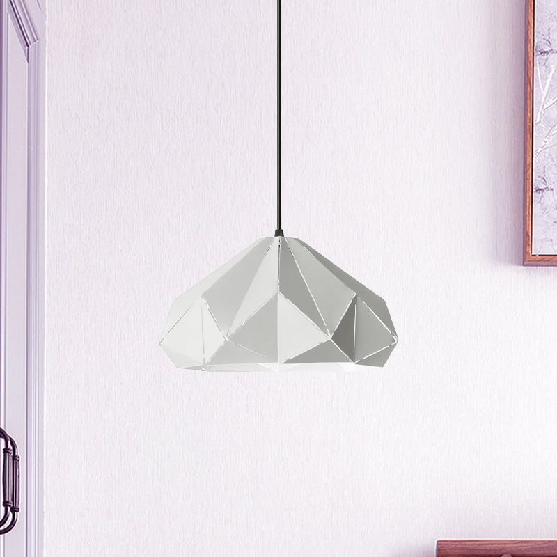 Origami Metal Pendant Light - Contemporary Hanging Ceiling (1 Light) In Blue/Pink/Yellow