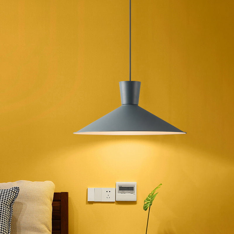 Nordic 1-Light Cone Pendant with Pink/Blue/Grey Down Lighting - Stylish Metal Hanging Light