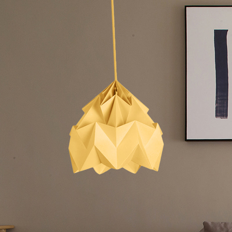 Origami Ceiling Pendant Light Macaron Paper 9.5"/15" Dia 1-Light Hanging Lamp - Pink/White/Green
