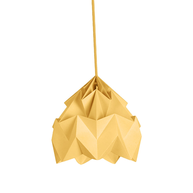 Origami Ceiling Pendant Light Macaron Paper 9.5"/15" Dia 1-Light Hanging Lamp - Pink/White/Green