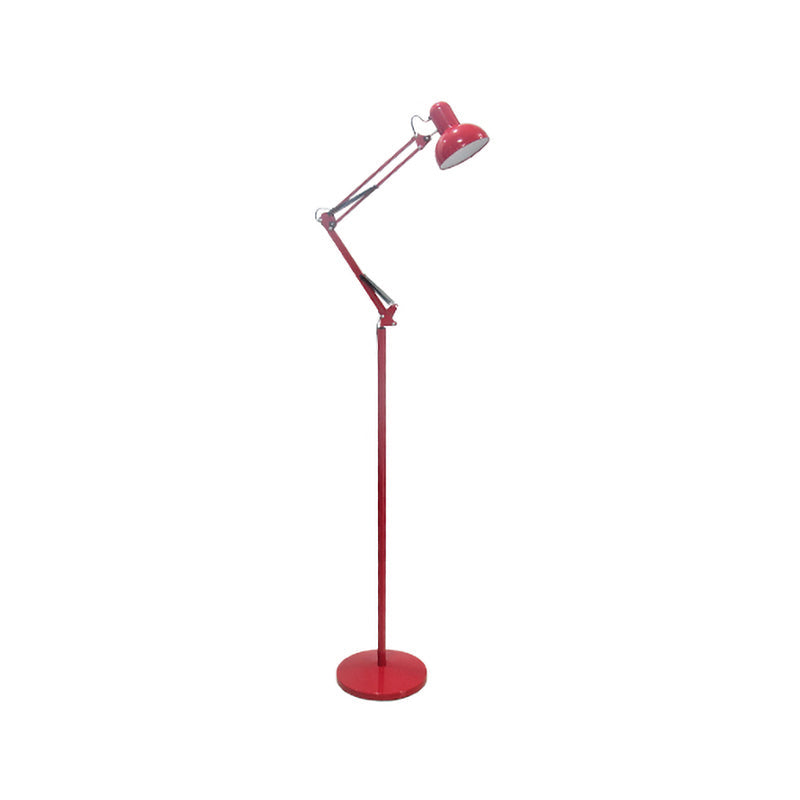 Modern Metallic Dome Shade Task Floor Lamp: Adjustable 1-Head Black/White Lighting For Living Room