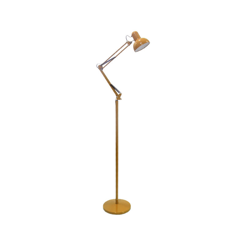 Modern Metallic Dome Shade Task Floor Lamp: Adjustable 1-Head Black/White Lighting For Living Room