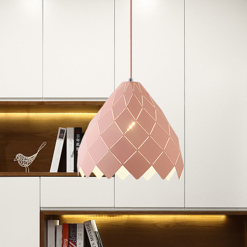 Modern Geometric Splicing Pendant Light - Nordic Metal, 1-Light Pink/Yellow/Green Hanging Fixture