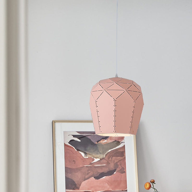 Modern Pink/Grey Wine Glass Pendant Light Fixture - Elegant 1-Light Ceiling Mount