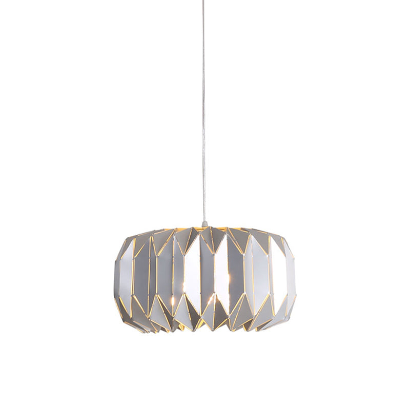 Modern 1-Light Ceiling Pendant with Metal Shade - Silver/Black Pumpkin Hanging Lamp Kit