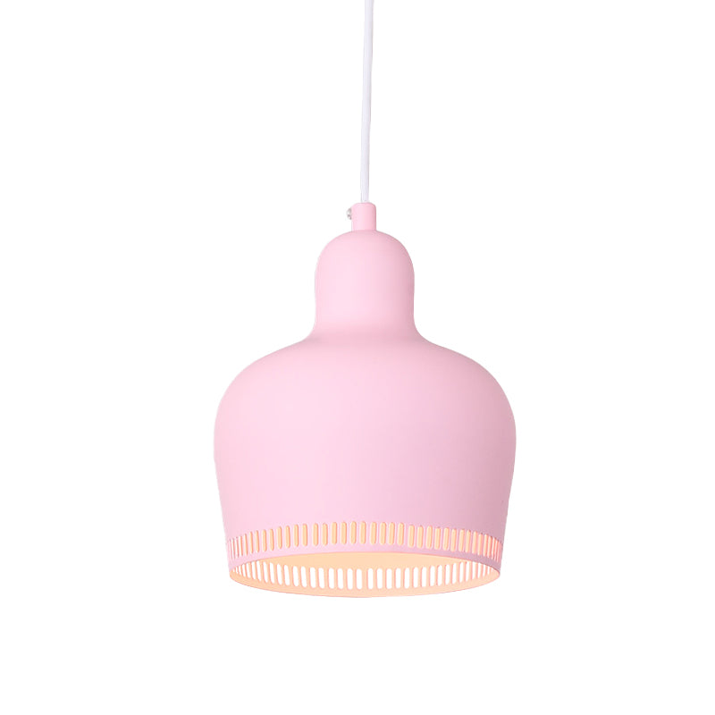 Suspension en métal nordique en forme de cloche pour chambre à coucher - 1 lumière rose/bleu/jaune