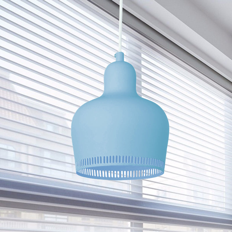 Suspension en métal nordique en forme de cloche pour chambre à coucher - 1 lumière rose/bleu/jaune