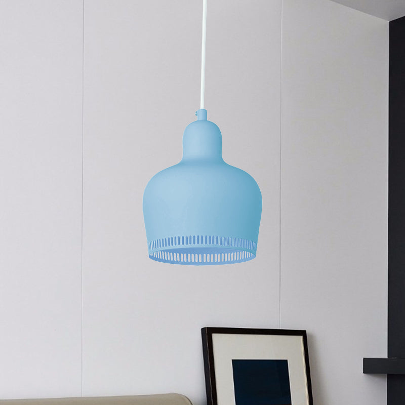 Suspension en métal nordique en forme de cloche pour chambre à coucher - 1 lumière rose/bleu/jaune