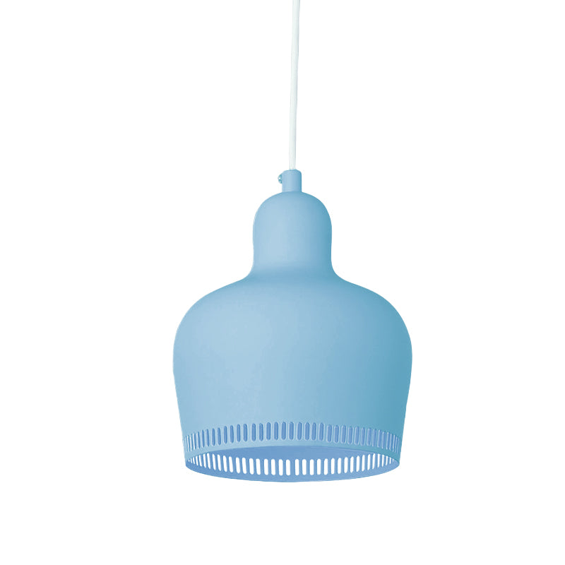 Suspension en métal nordique en forme de cloche pour chambre à coucher - 1 lumière rose/bleu/jaune