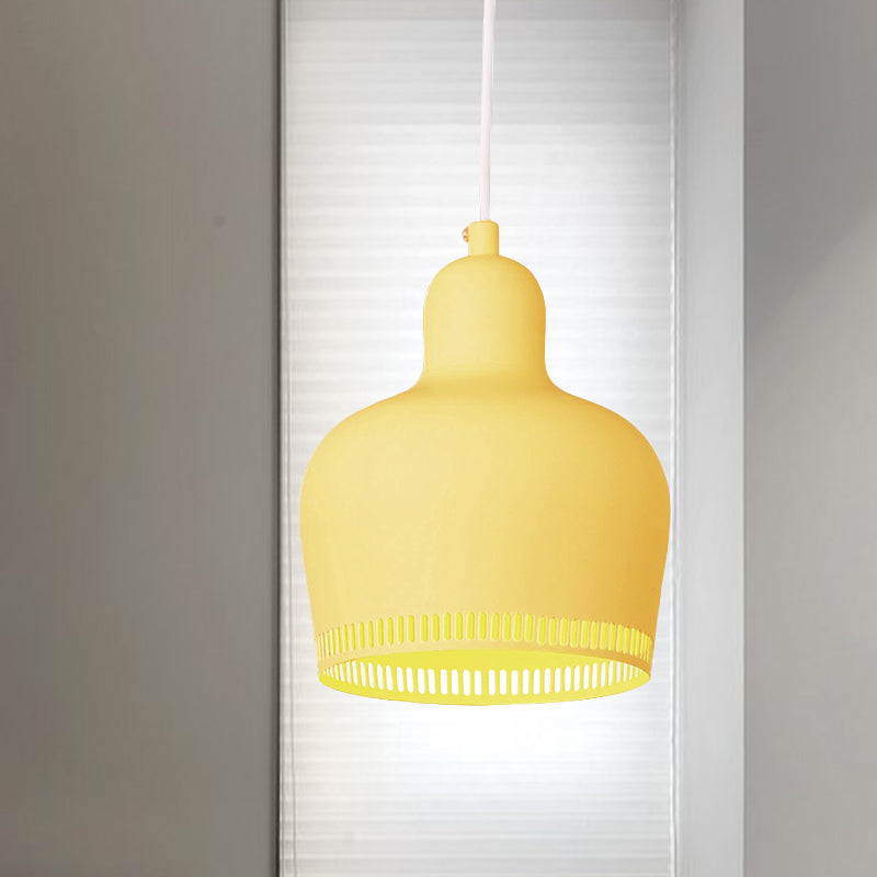 Suspension en métal nordique en forme de cloche pour chambre à coucher - 1 lumière rose/bleu/jaune