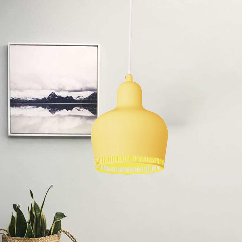 Nordic Metal Drop Suspension Pendant In Pink/Blue/Yellow - 1 Light Hanging Ceiling For Bedroom