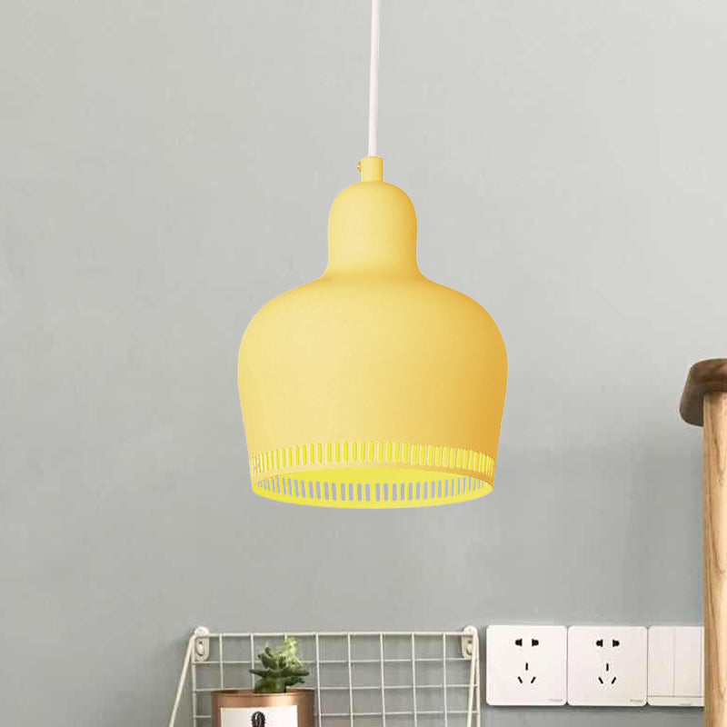 Nordic Metal Drop Suspension Pendant In Pink/Blue/Yellow - 1 Light Hanging Ceiling For Bedroom