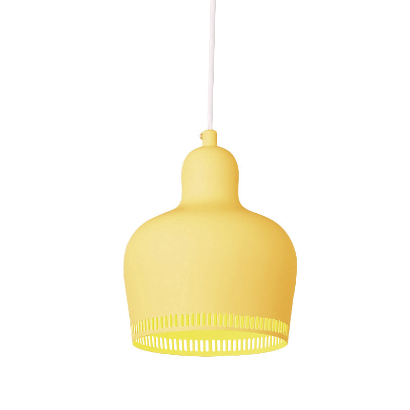 Suspension en métal nordique en forme de cloche pour chambre à coucher - 1 lumière rose/bleu/jaune
