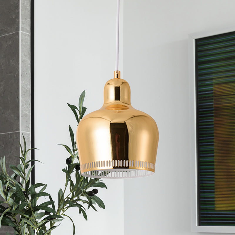 Suspension en métal nordique en forme de cloche pour chambre à coucher - 1 lumière rose/bleu/jaune