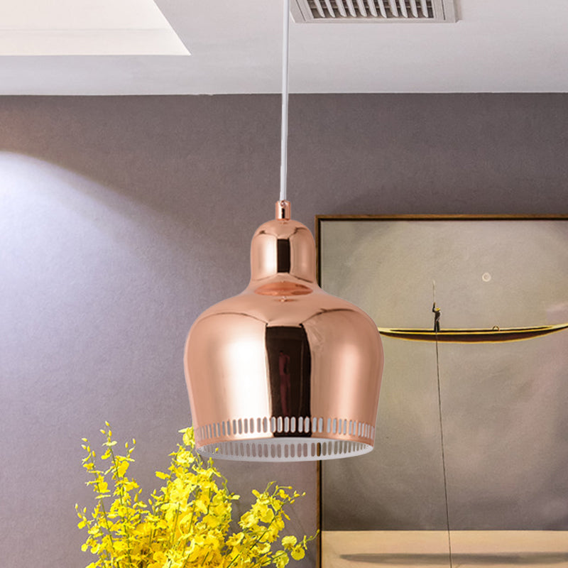 Suspension en métal nordique en forme de cloche pour chambre à coucher - 1 lumière rose/bleu/jaune