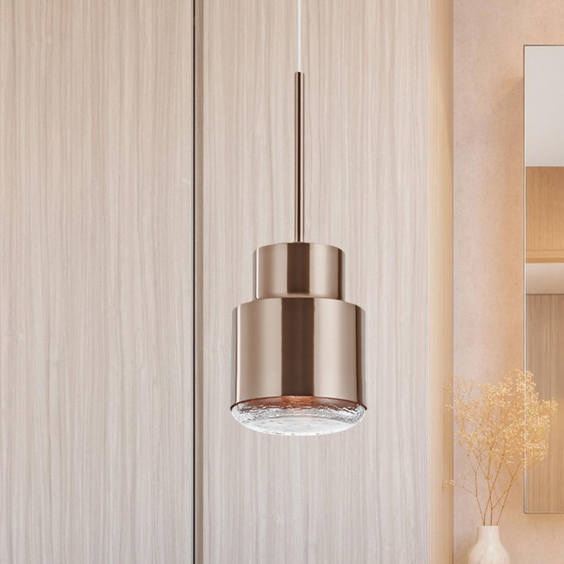Post Modern Iron 1-Light Cylinder Pendant Ceiling Light in Gold/Bronze for Living Room