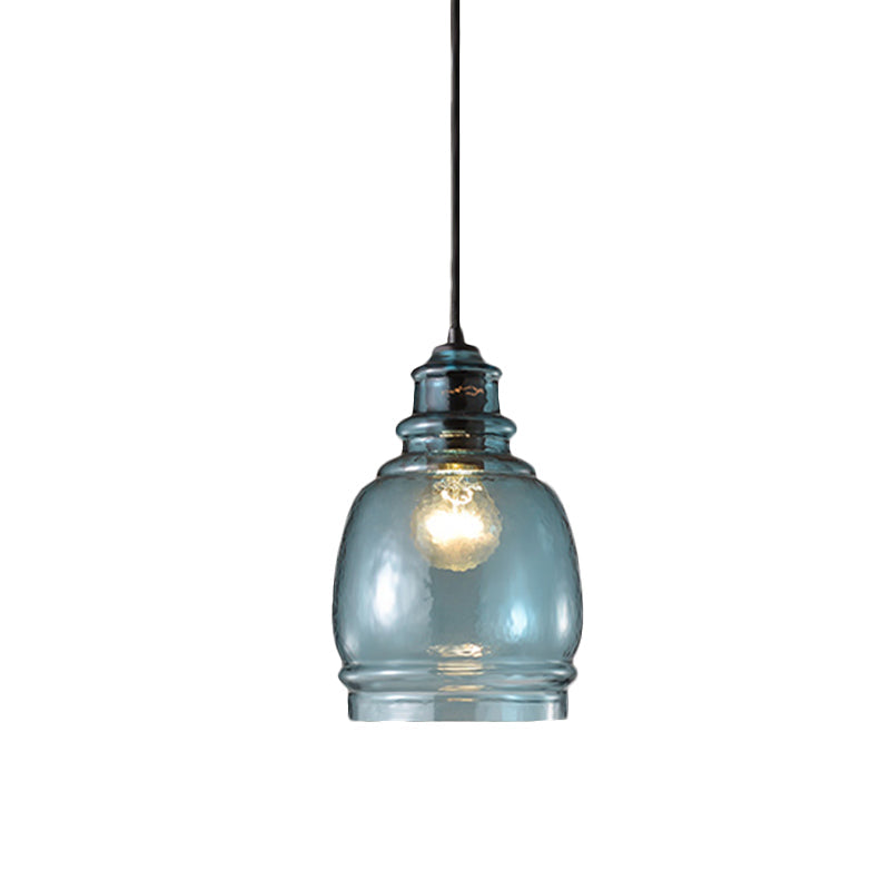 Blue Glass Pendant Light - Wide Masion Jar Globe/Drum Style 16/18/23.5 Inch 1