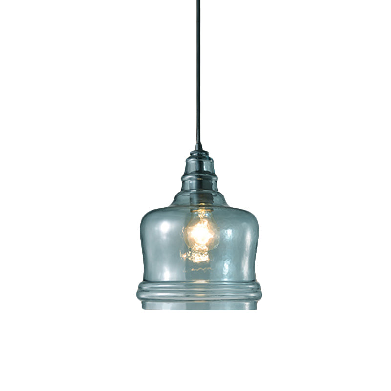 Blue Glass Pendant Light - Wide Masion Jar Globe/Drum Style 16/18/23.5 Inch 1