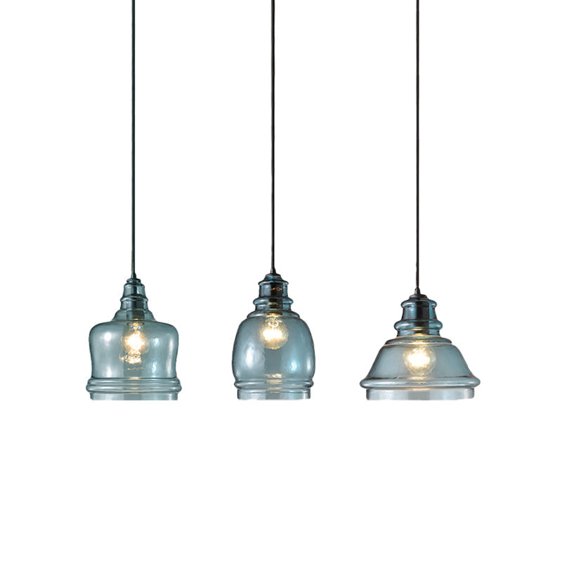 Blue Glass Pendant Light - Wide Masion Jar Globe/Drum Style 16/18/23.5 Inch 1