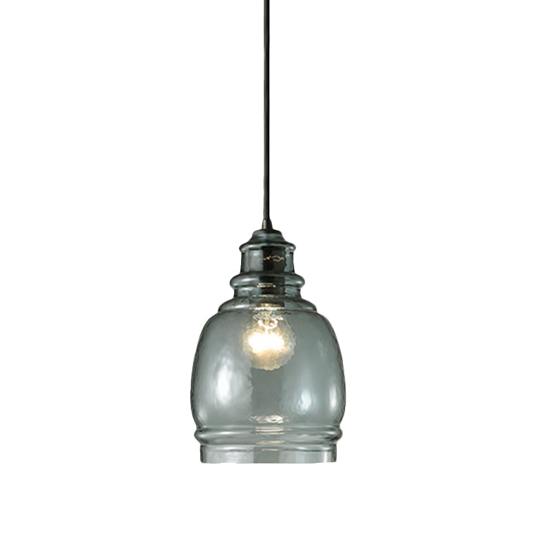 Blue Glass Pendant Light - Wide Masion Jar Globe/Drum Style 16/18/23.5 Inch 1