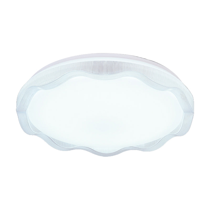 16"/19.5" Simple Style Scalloped Ceiling Lamp with Acrylic Diffuser - White/Blue/Gold Flush Light Fixture for Bedroom