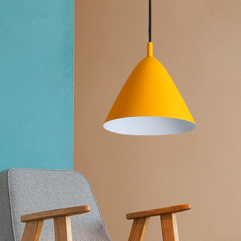 Modern Metal Tapered Ceiling Pendant Light - 1 Pink/Blue/Green 10.5/13/16 Diameter Hanging Lamp Kit