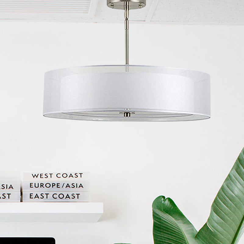 Contemporary White Fabric LED Cylinder Pendant Lamp - 16"/19.5"/23.5" Dia