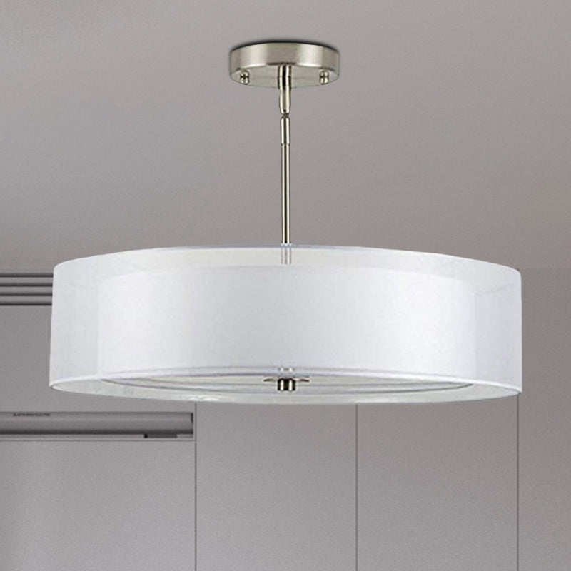 Contemporary White Fabric LED Cylinder Pendant Lamp - 16"/19.5"/23.5" Dia