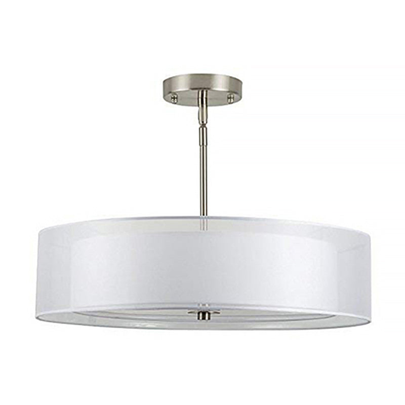 Contemporary White Fabric LED Cylinder Pendant Lamp - 16"/19.5"/23.5" Dia